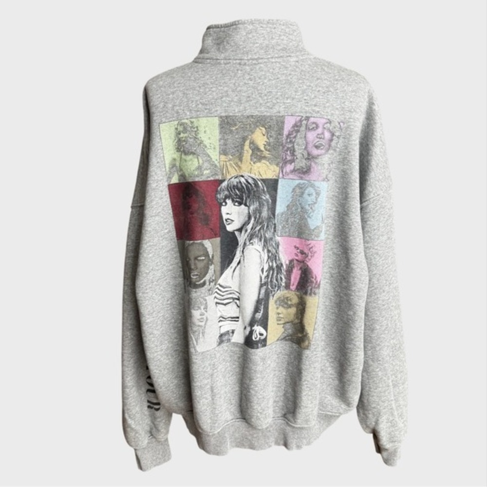 Taylor Swift‎ The Eras Tour Gray Zip Sweatshirt Large or XL Boxy fit Pop Music